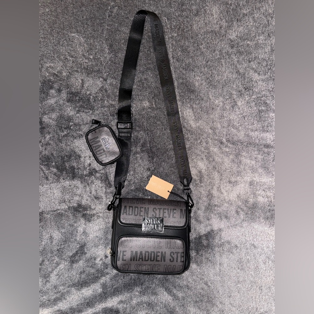 Steve Madden Black and Pewter  Crossbody Bag
